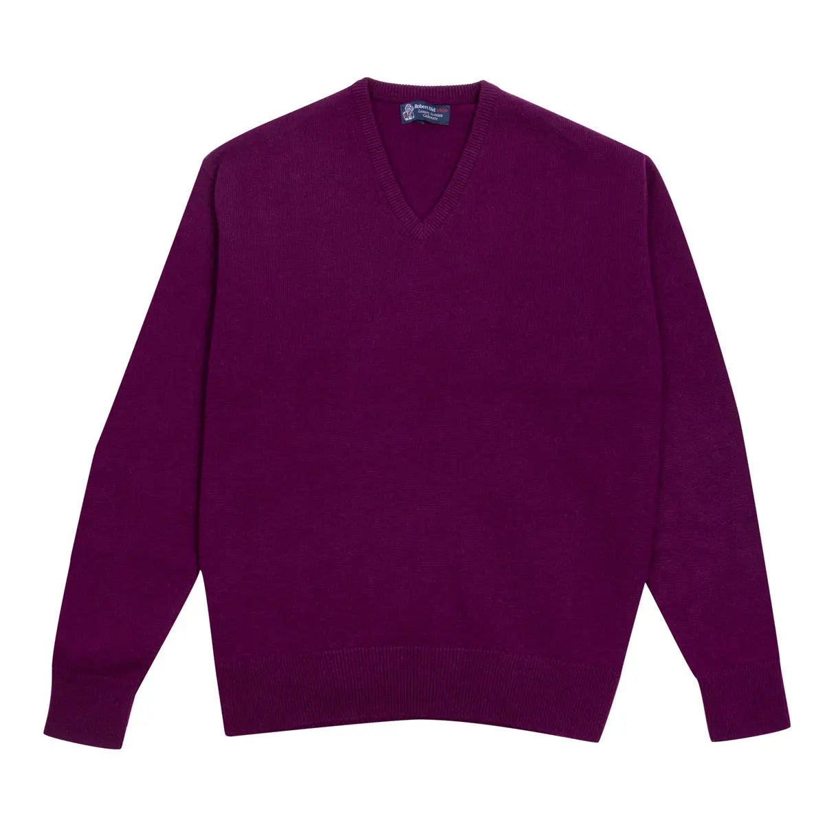 Beetroot Tobermorey 4ply V-Neck Cashmere Sweater Robert Old