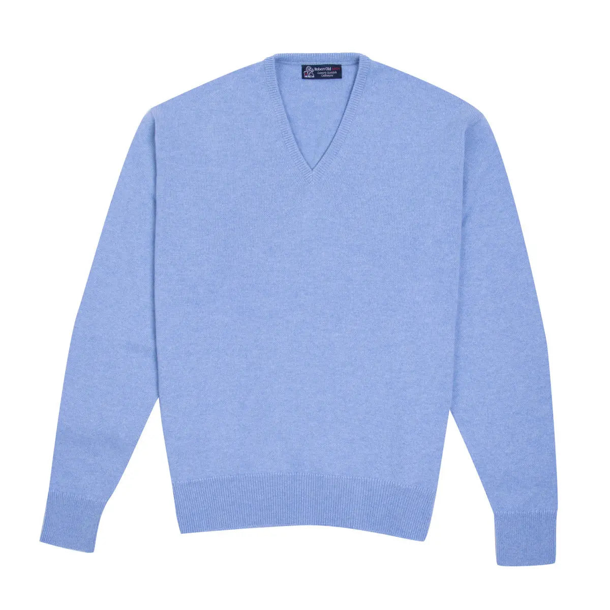 Blue Haze Tobermorey 4ply V-Neck Cashmere Sweater CASHMERE Robert Old