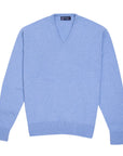 Blue Haze Tobermorey 4ply V-Neck Cashmere Sweater Robert Old