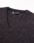 Charcoal Tobermorey 4ply V-Neck Cashmere Sweater Robert Old