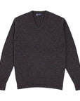 Charcoal Tobermorey 4ply V-Neck Cashmere Sweater Robert Old