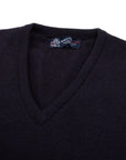 Dark Navy Tobermorey 4ply V-Neck Cashmere Sweater Robert Old