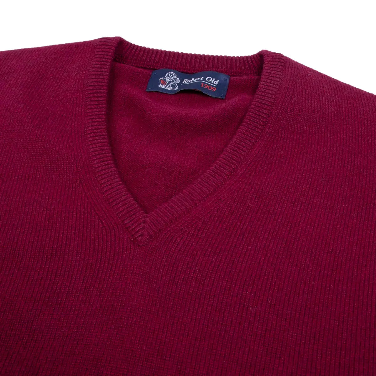Claret Red Tobermorey 4ply V-Neck Cashmere Sweater Robert Old