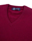 Claret Red Tobermorey 4ply V-Neck Cashmere Sweater Robert Old