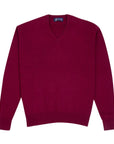 Claret Red Tobermorey 4ply V-Neck Cashmere Sweater Robert Old