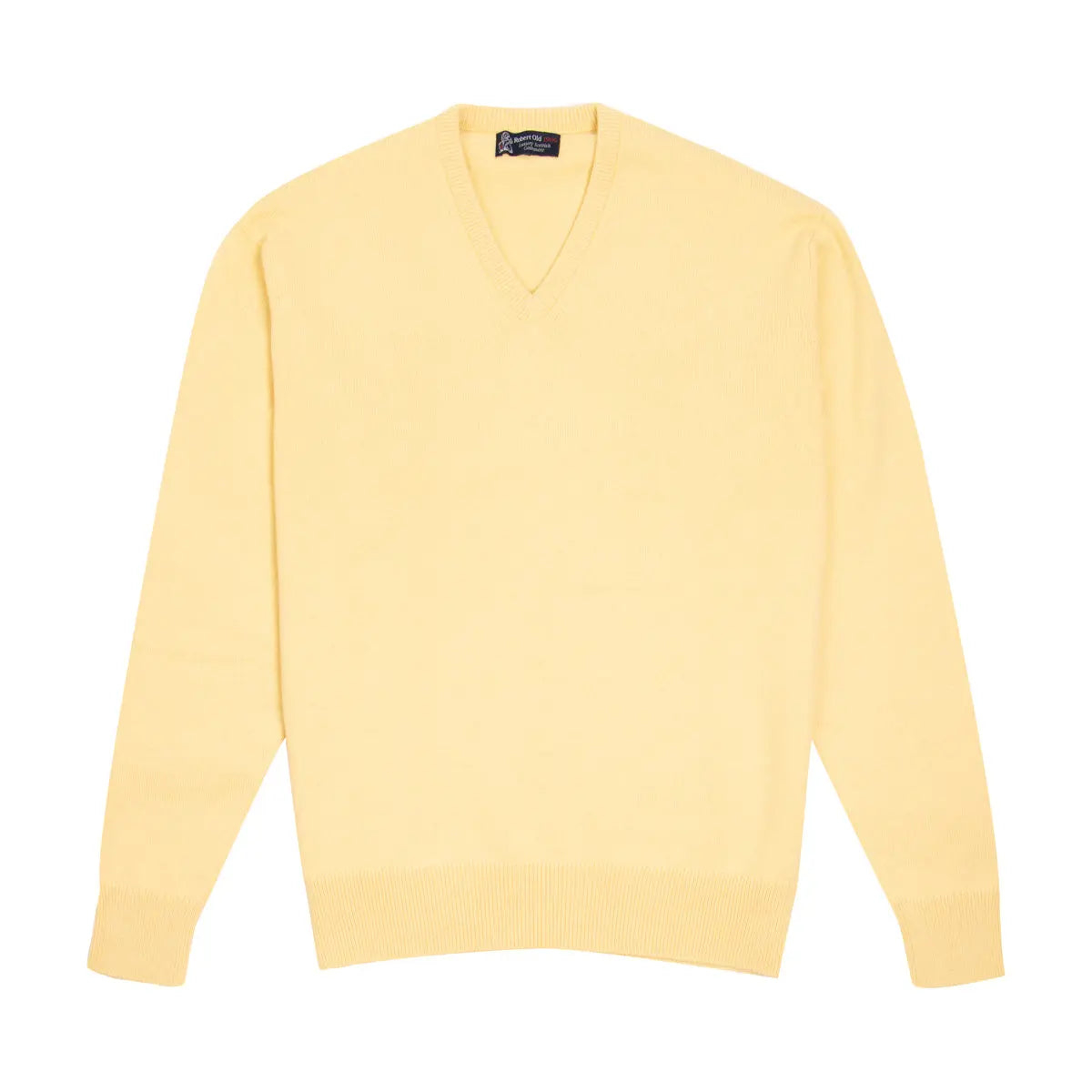Lemon Frost Tobermorey 4ply V-Neck Cashmere Sweater Robert Old