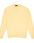 Lemon Frost Tobermorey 4ply V-Neck Cashmere Sweater Robert Old