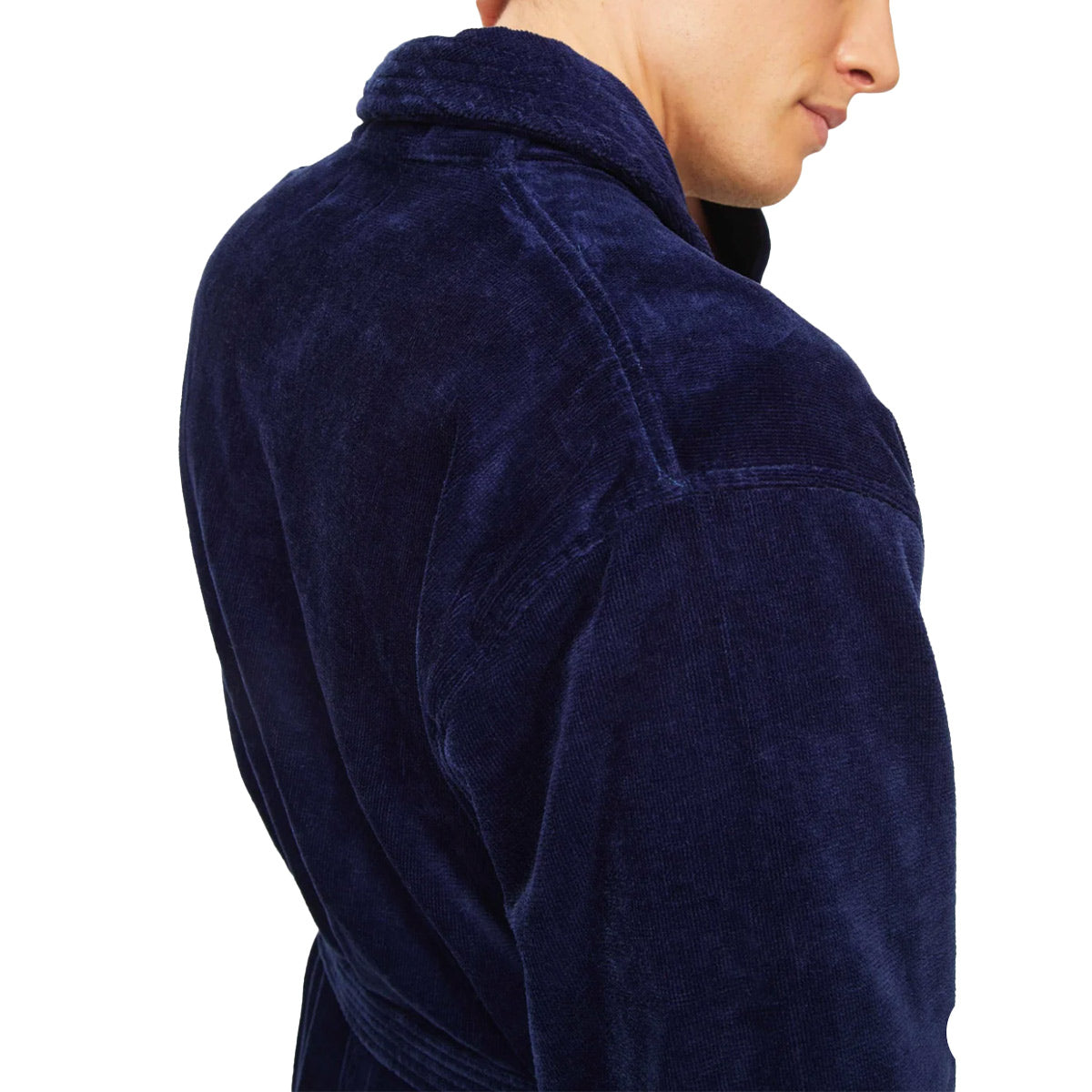 Navy Triton Cotton Bath Robe UNDERWEAR Derek Rose