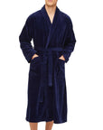 Navy Triton Cotton Bath Robe UNDERWEAR Derek Rose