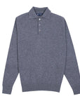 Smog Grey Balvenie 3 Button 4ply Cashmere Polo Sweater CASHMERE Robert Old