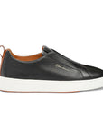 Black Tumbled Leather Slip-On Sneaker