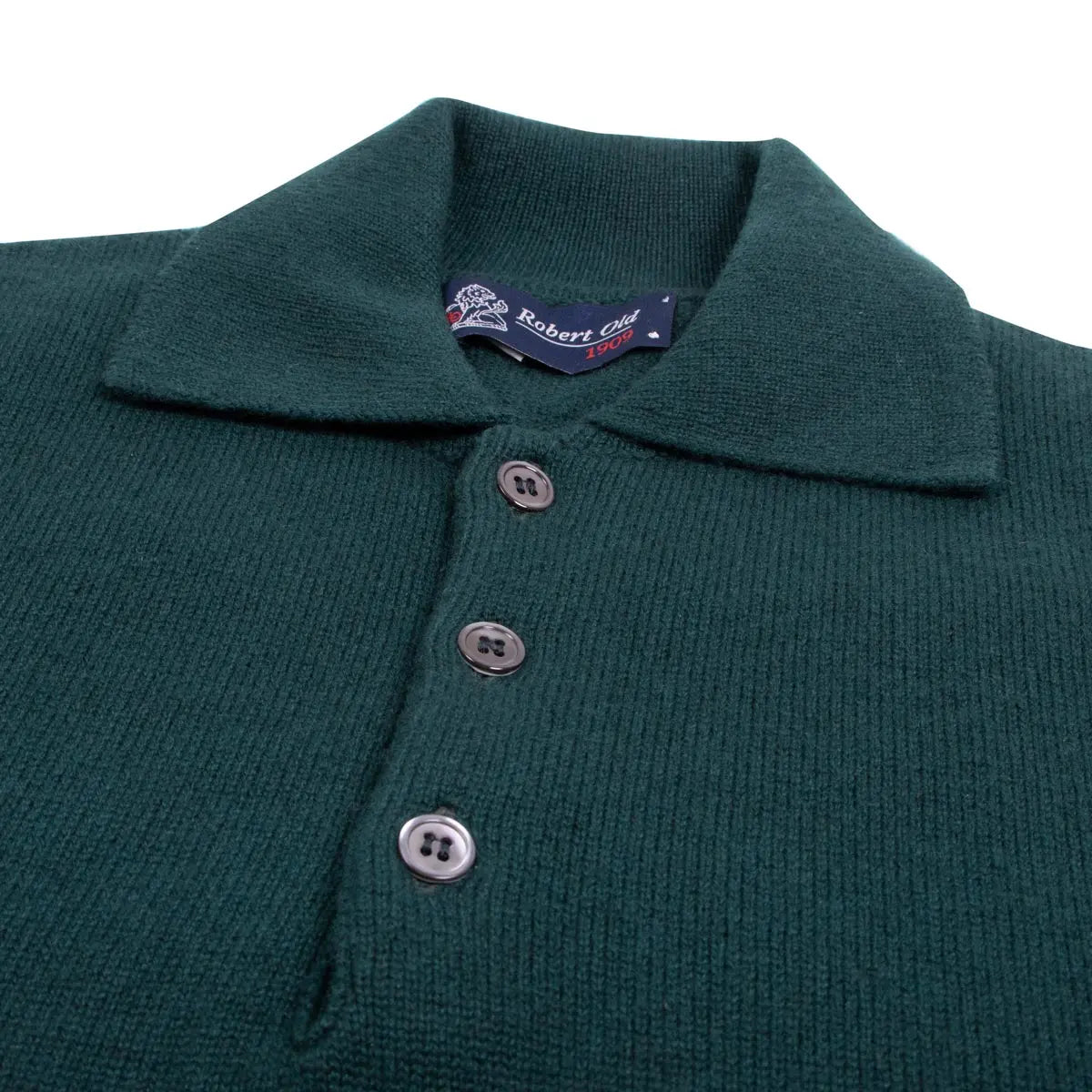 Bottle Green Balvenie 3 Button 4ply Cashmere Polo Sweater Robert Old