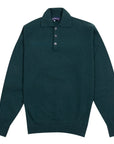 Bottle Green Balvenie 3 Button 4ply Cashmere Polo Sweater Robert Old