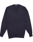 Charcoal Chatsworth 2ply V-Neck Cashmere Sweater Robert Old