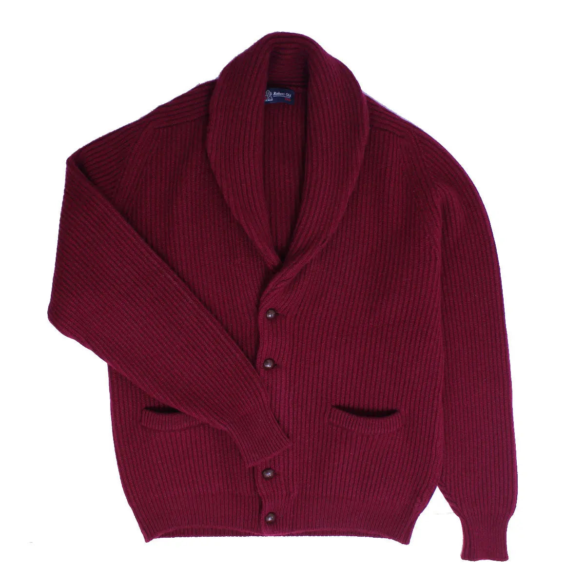 Claret Red Colonial 8ply Cashmere Shawl Cardigan  Robert Old   