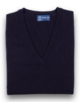 Dark Navy Blenheim Cashmere Sleeveless V-Neck Sweater  Robert Old Dark Navy UK 36" 