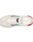 White, Blue and Red Suede Double Buckle Oly Sneaker Sneaker Santoni   