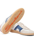 White, Blue and Red Suede Double Buckle Oly Sneaker Sneaker Santoni   