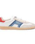 White, Blue and Red Suede Double Buckle Oly Sneaker Sneaker Santoni   