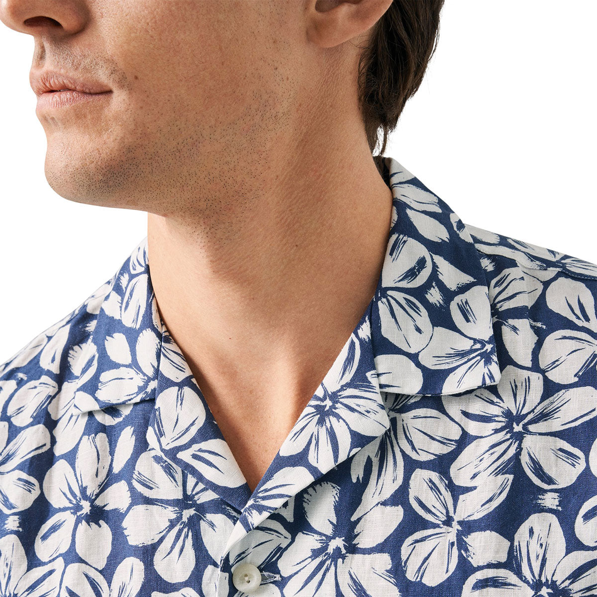 Blue Floral Linen Resort Shirt  Eton   