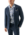 Blue Floral Linen Resort Shirt  Eton   