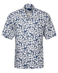 Blue Floral Linen Resort Shirt  Eton   