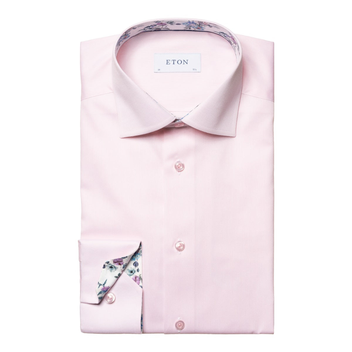 Light Pink Floral Trim Signature Twill Contemporary Fit Shirt  Eton   