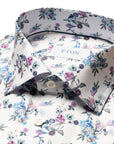 Light Blue Floral Twill Slim Fit Shirt  Eton   