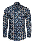 Navy Blue Floral Print Contemporary Fit Twill Shirt  Eton   