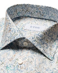 Green Paisley Cotton-TENCEL™ Contemporary Fit Shirt  Eton   