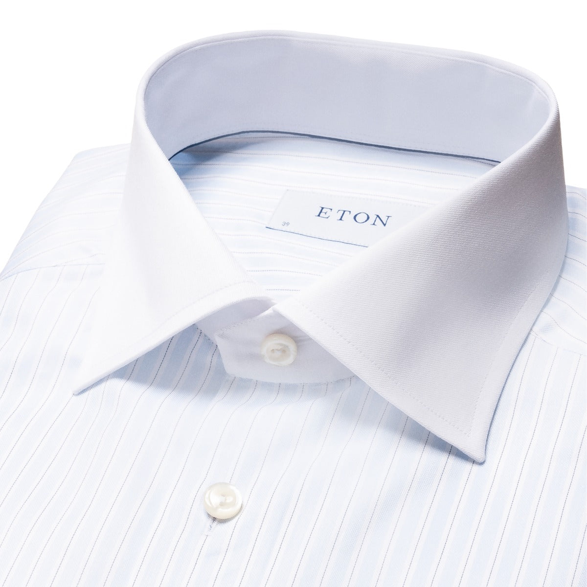 Light Blue Striped Contrast Collar Signature Twill Shirt  Eton   