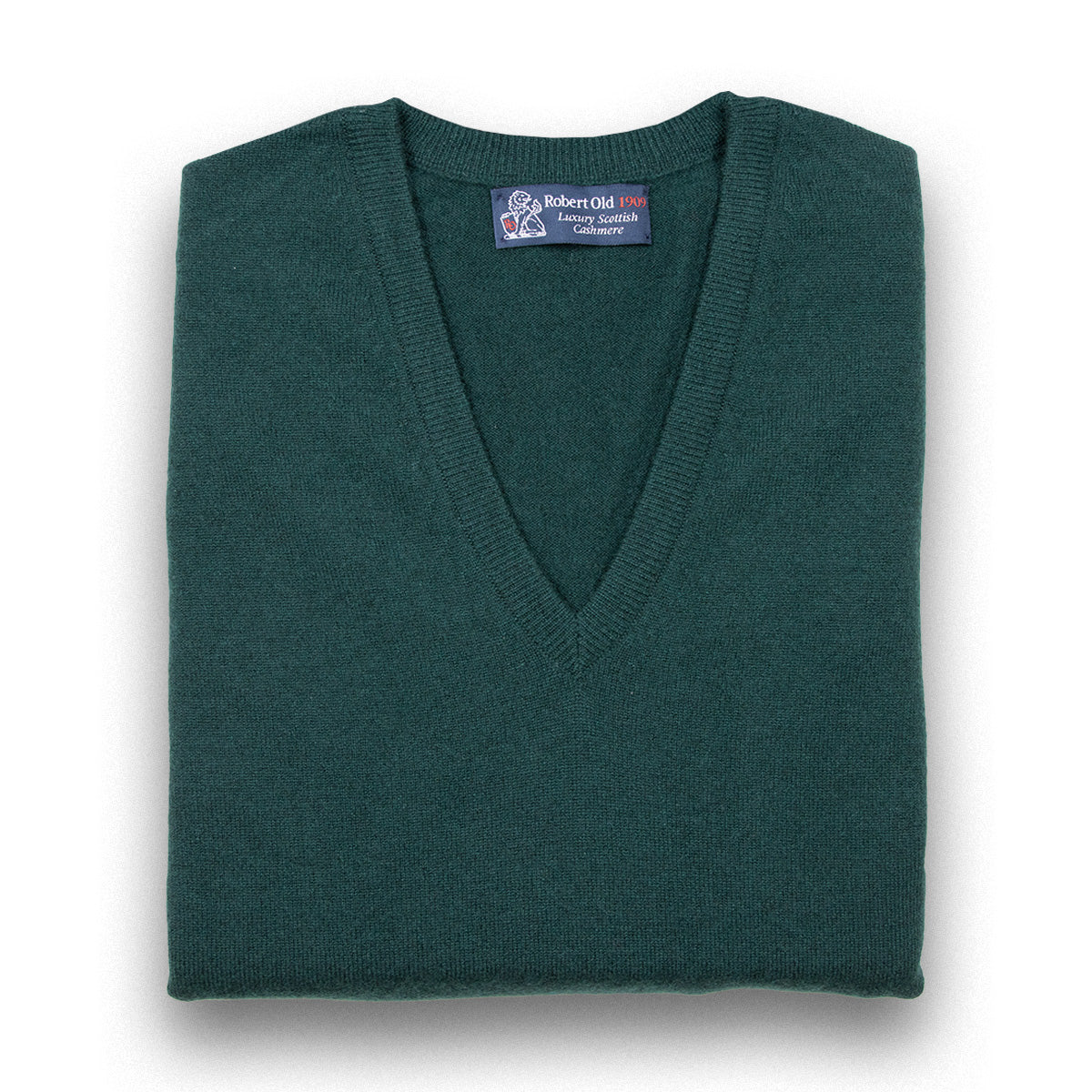 Holly Green Chatsworth 2ply V-Neck Cashmere Sweater CASHMERE Robert Old