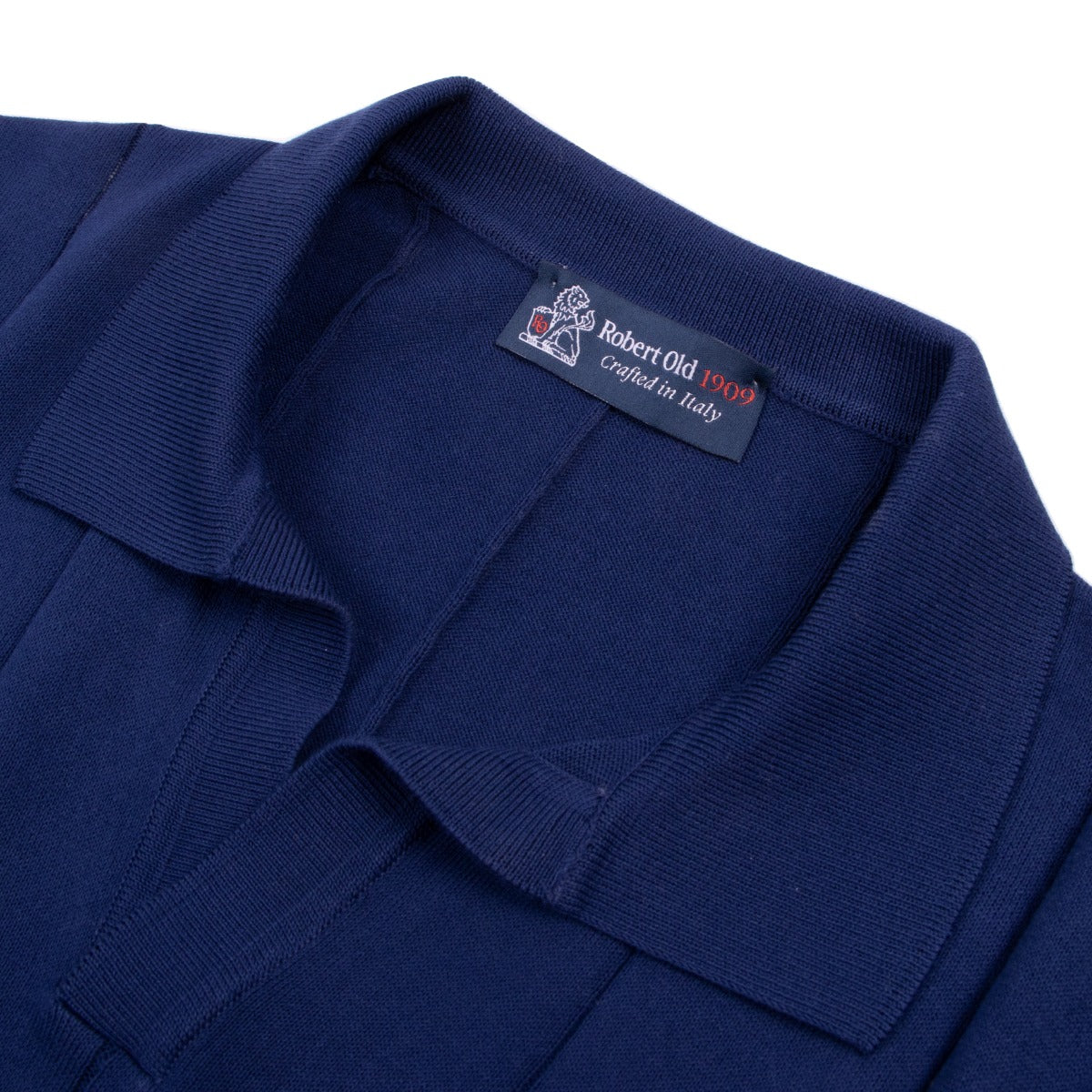 Navy 100% Cotton Wide-Ribbed Polo Shirt  Gran Sasso   