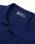 Navy 100% Cotton Wide-Ribbed Polo Shirt  Robert Old   