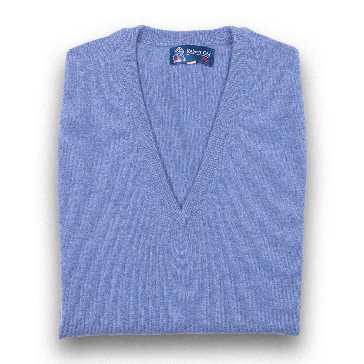 Lapis Blue Blenheim Cashmere Sleeveless V-Neck Sweater  Robert Old Lapis Blue UK 36" 