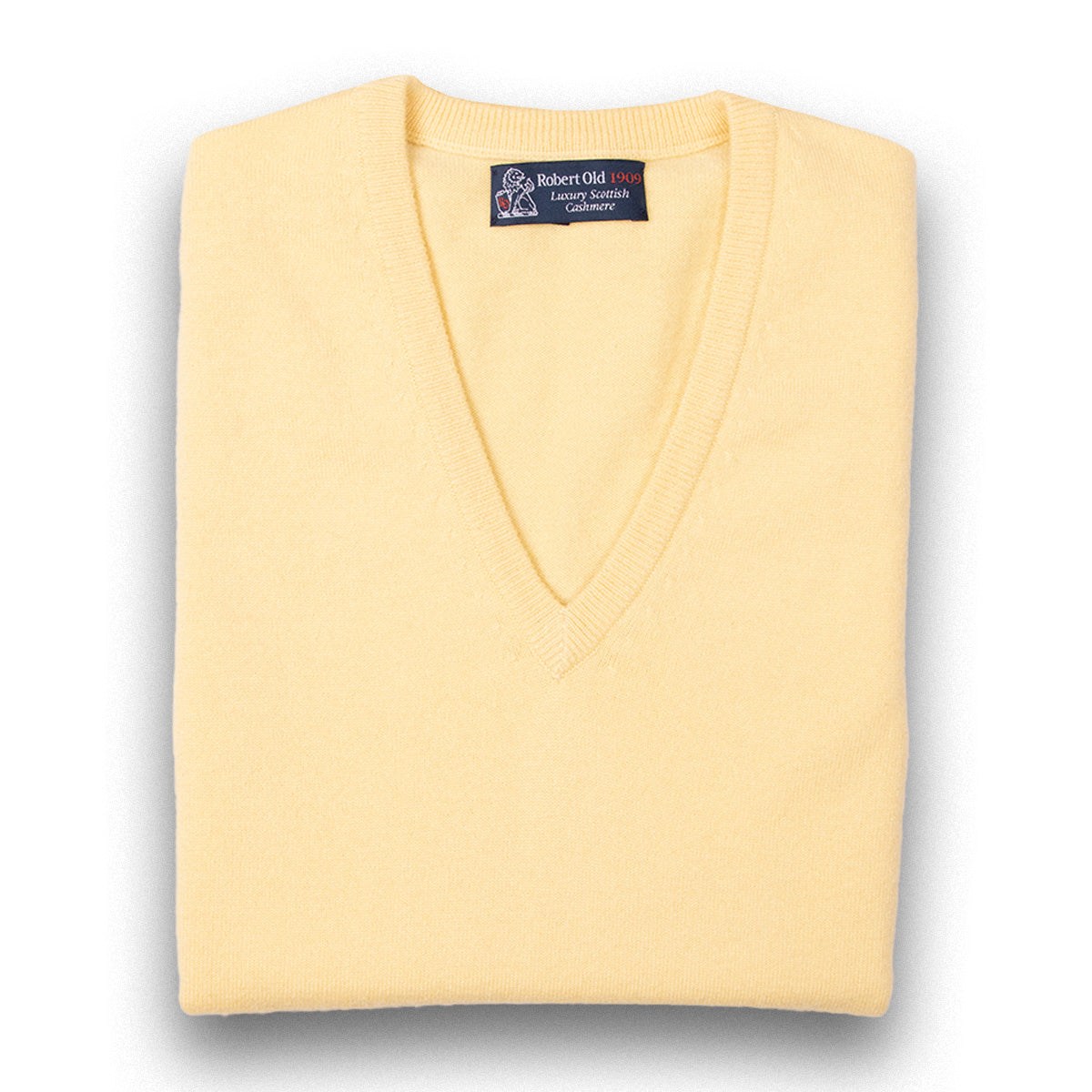 Lemon Frost Blenheim Cashmere Sleeveless V-Neck Sweater  Robert Old Lemon Frost UK 36" 