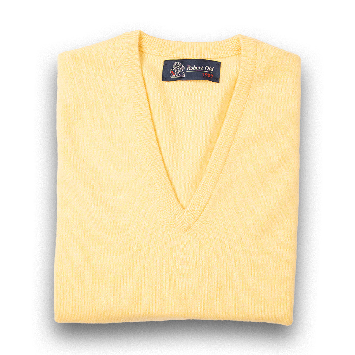 Lemon Frost Chatsworth 2ply V-Neck Cashmere Sweater  Robert Old Lemon Frost UK 36" 