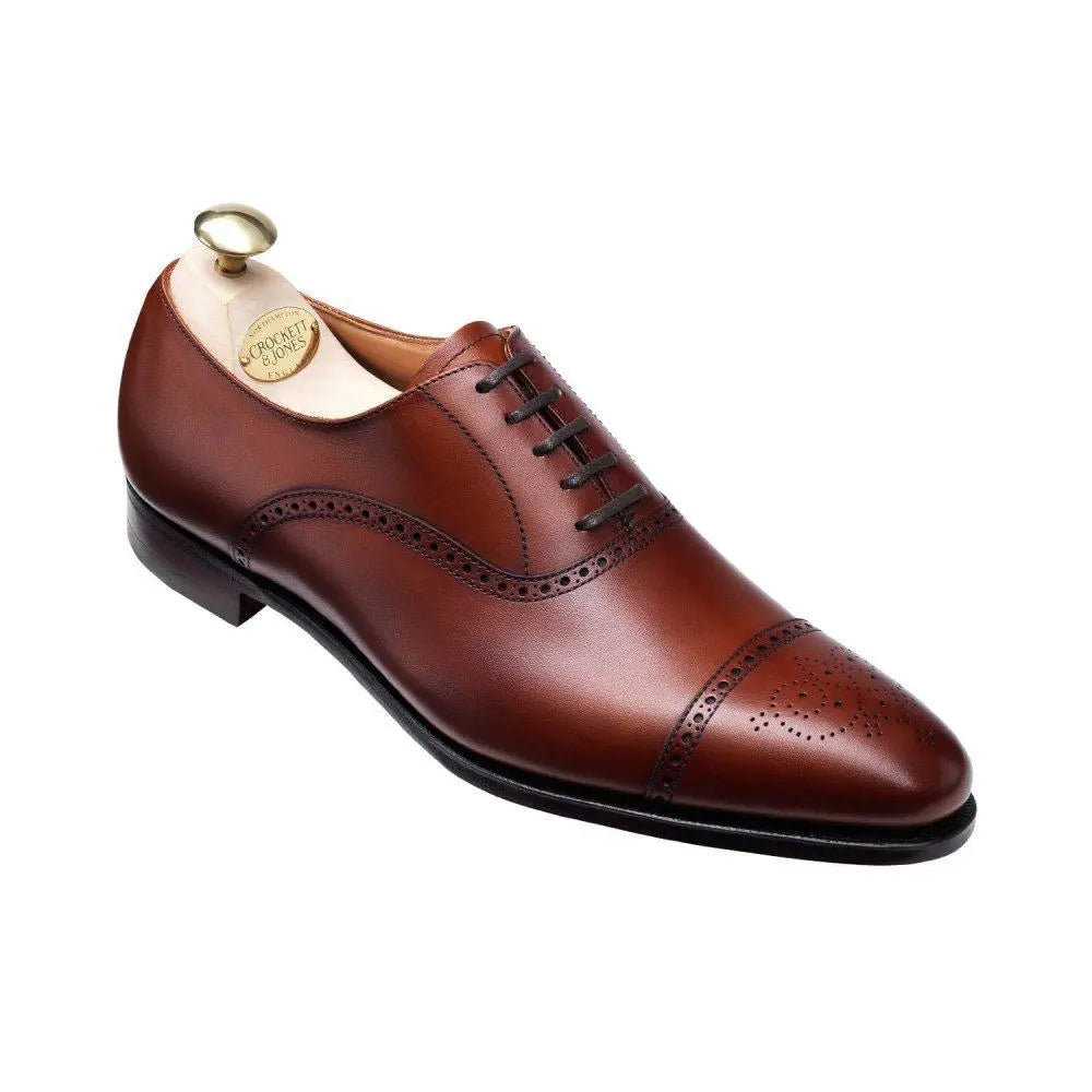 Malton Semi Brogue Shoes  Crockett & Jones Chestnut UK 6 