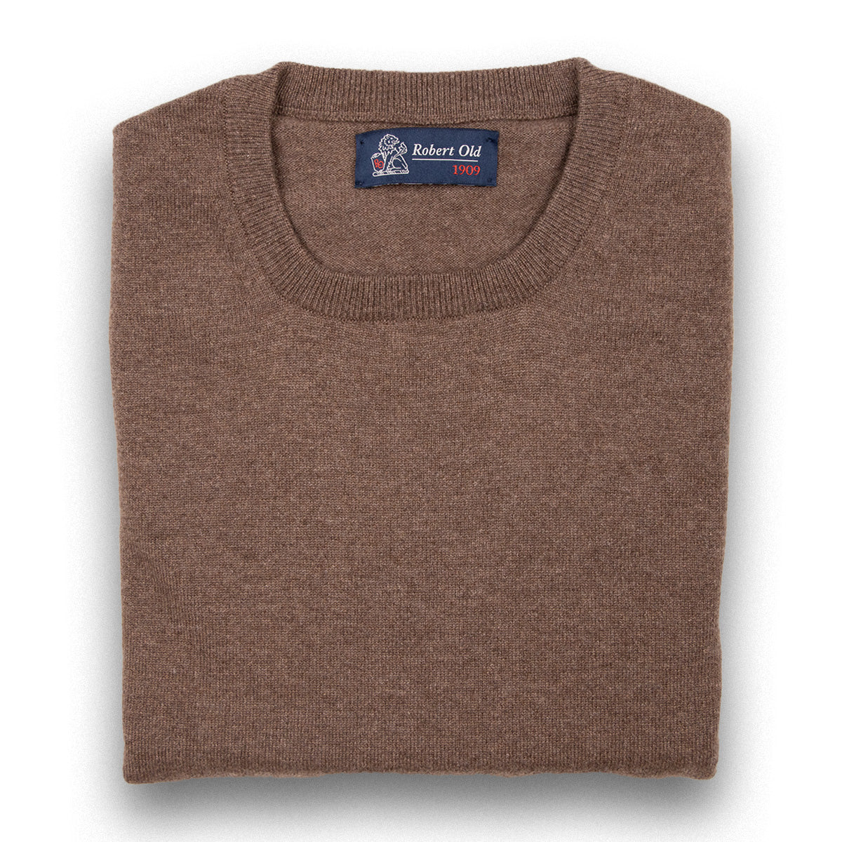 Mocha Brown Highclere Cashmere Crew Neck Sweater CASHMERE Robert Old