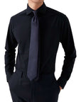 Navy Cotton Four-Way Stretch Long Sleeve Shirt  Eton   