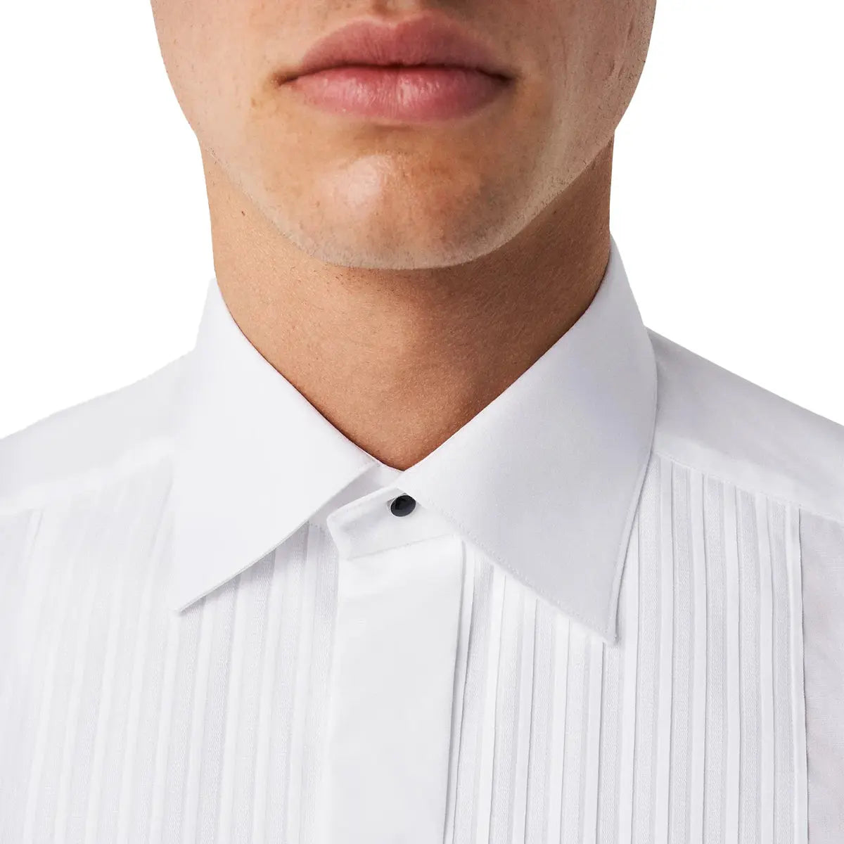 White Plissé Black Tie Classic Fit Shirt Evening Eton   