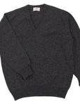 The Brae 2 ply V-Neck Pure Lambswool Sweater V Neck Robert Old Charcoal 36" UK 