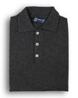 Charcoal Oban 3 button 2ply Cashmere Polo Sweater CASHMERE Robert Old