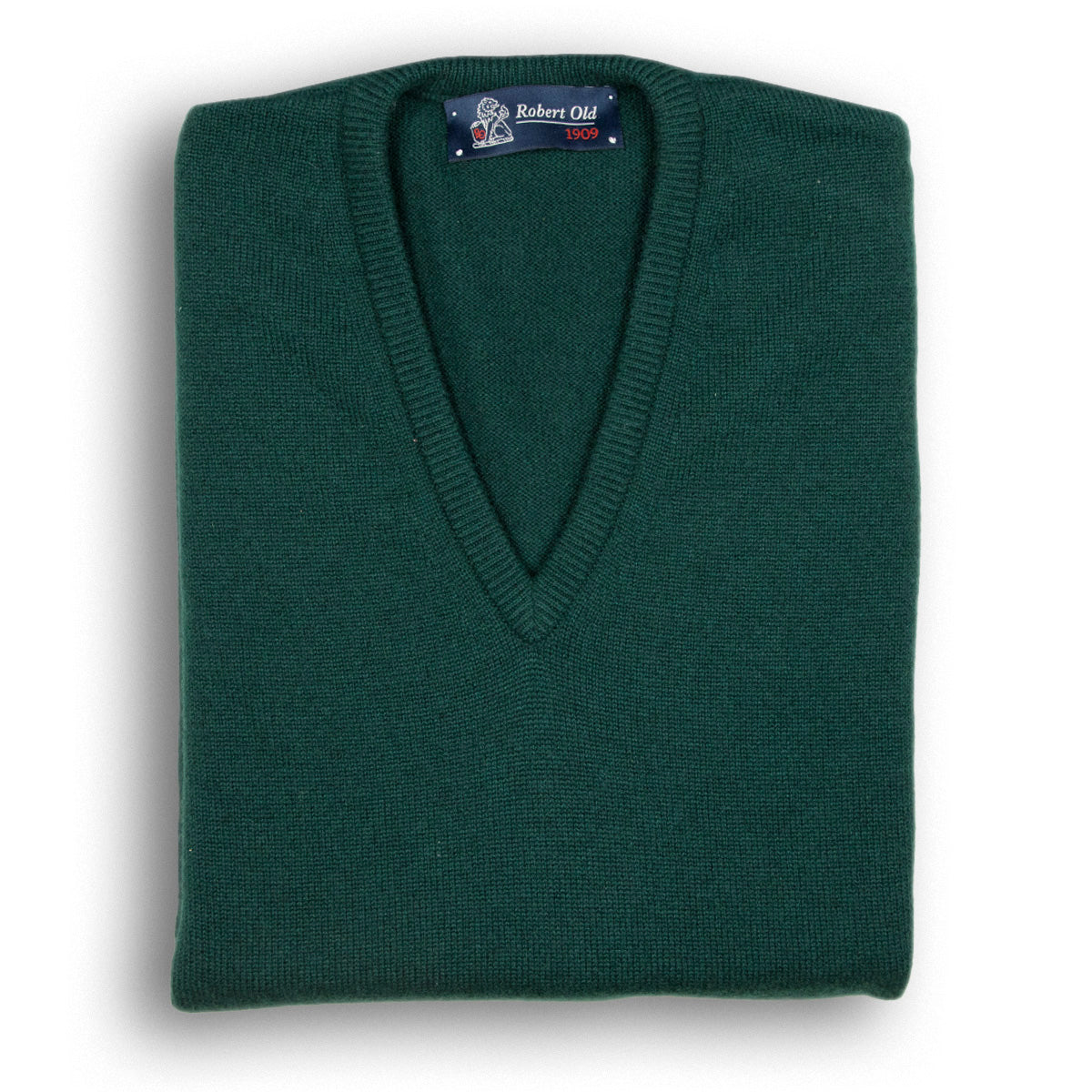 Holly Green Tobermorey 4ply V-Neck Cashmere Sweater  Robert Old Holly UK 36" 
