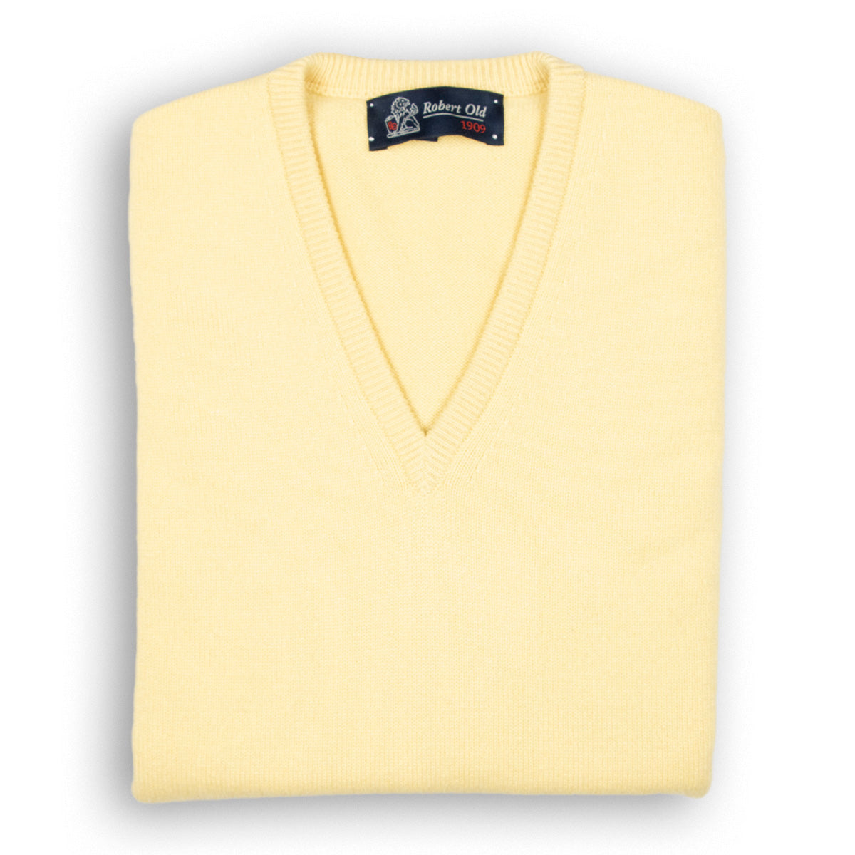 Lemon Frost Tobermorey 4ply V-Neck Cashmere Sweater  Robert Old Lemon Frost UK 44" 