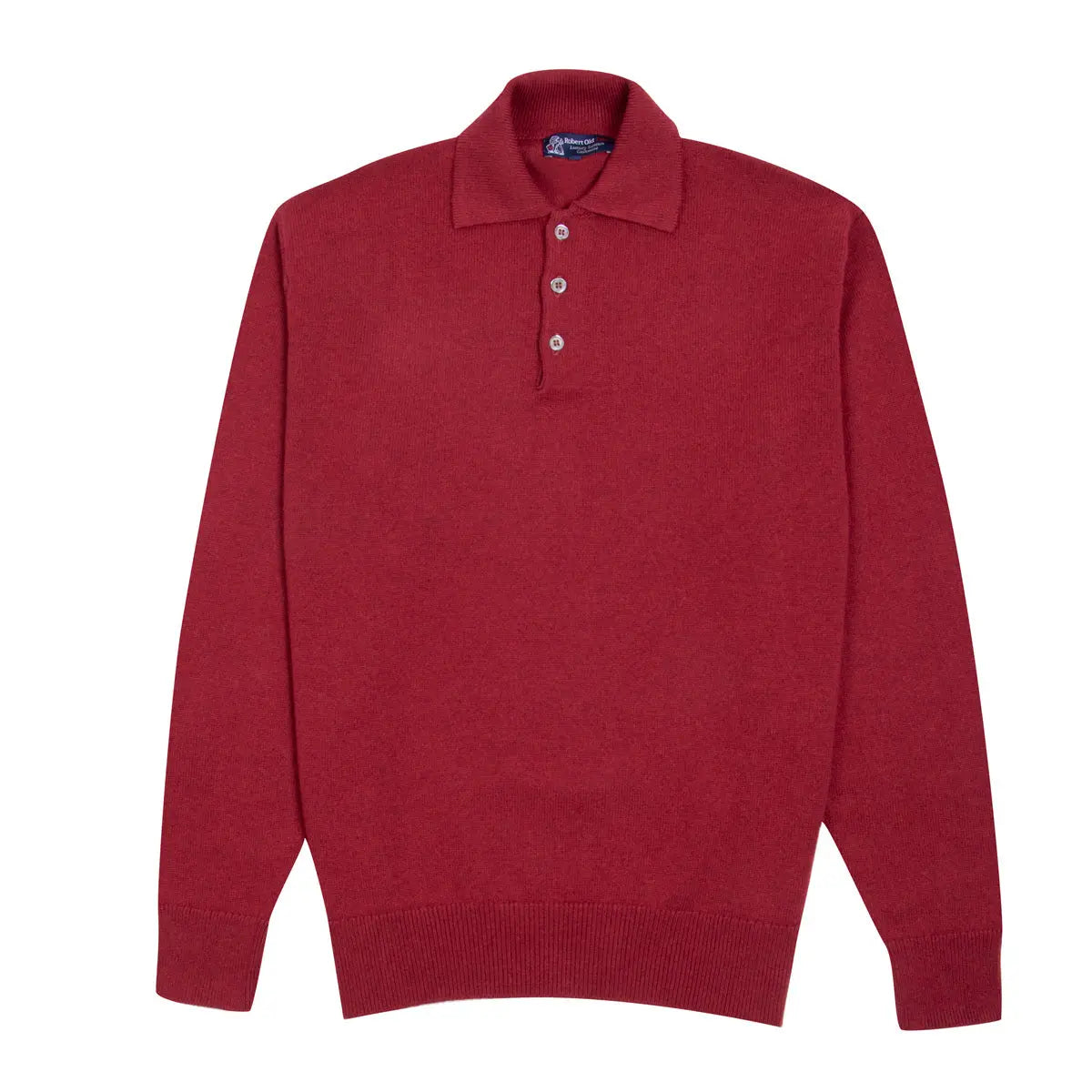 Russet Red Balvenie 3 Button 4ply Cashmere Polo Sweater Robert Old