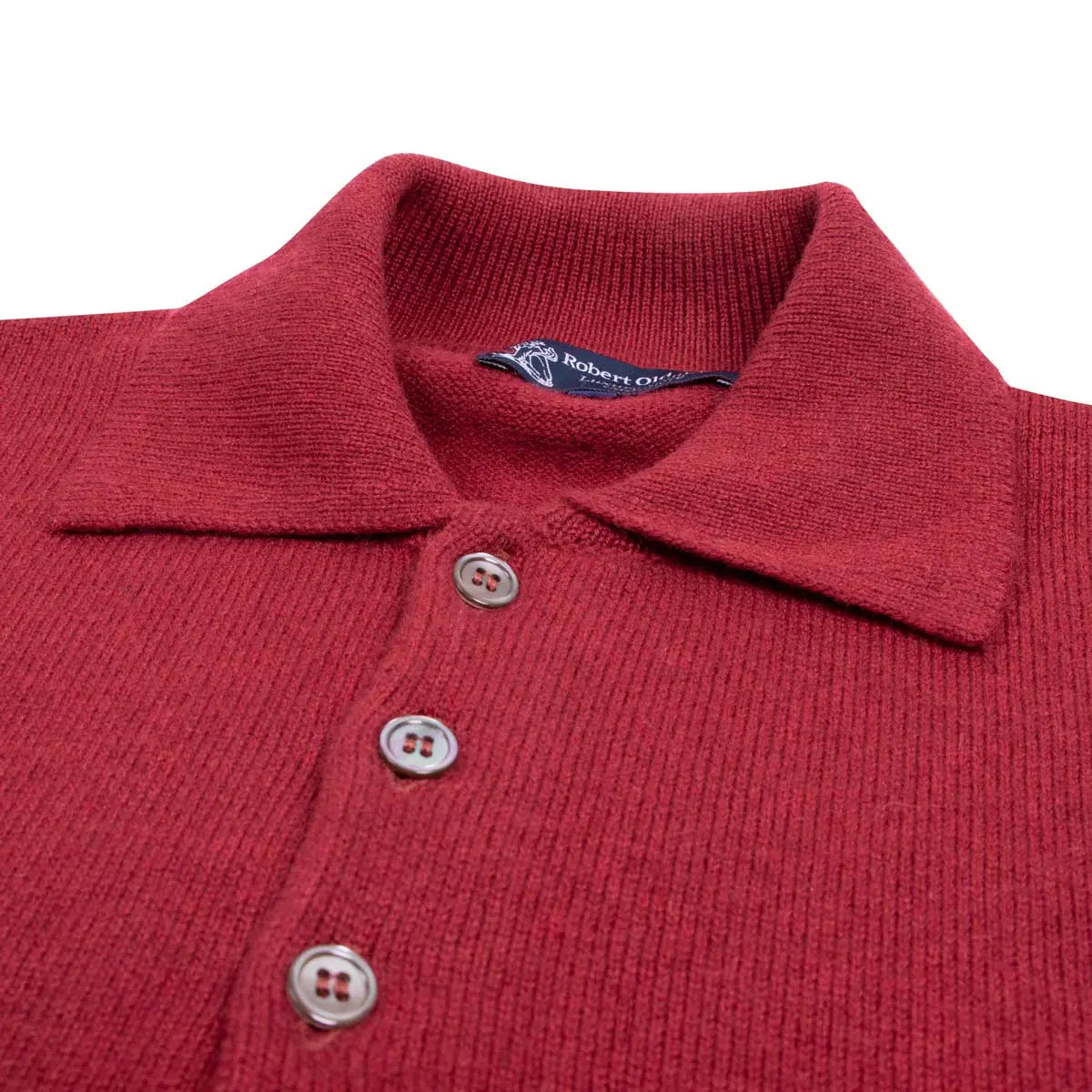 Russet Red Balvenie 3 Button 4ply Cashmere Polo Sweater Robert Old