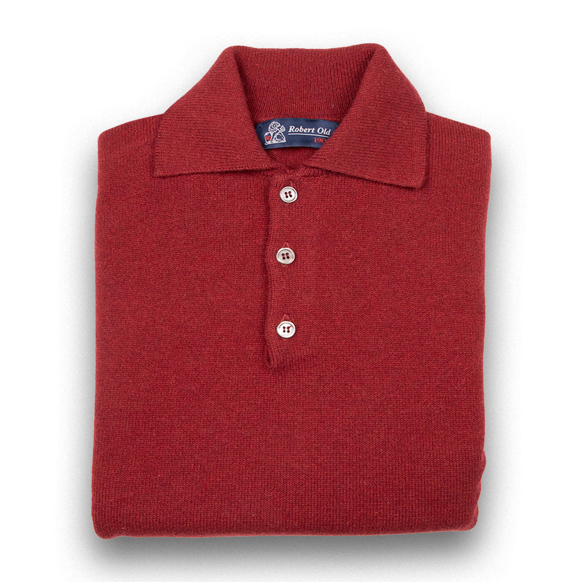 Russet Red Balvenie 3 Button 4ply Cashmere Polo Sweater  Robert Old Russet UK 36" 
