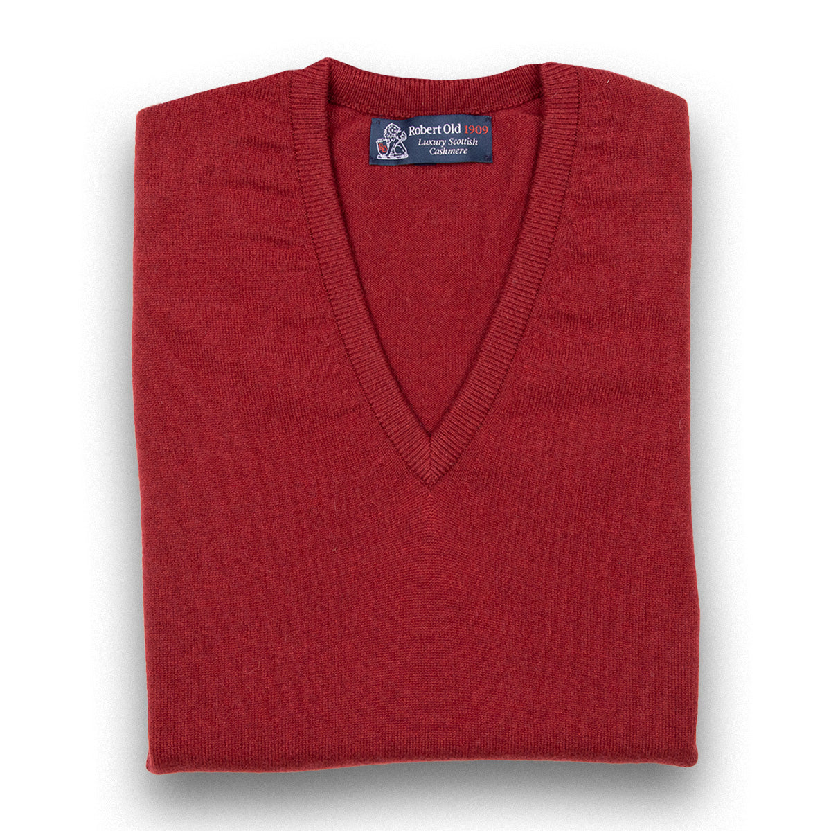 Russet Red Blenheim Cashmere Sleeveless V-Neck Sweater  Robert Old Russet UK 36" 
