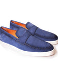 Blue Suede Loafer Loafer Santoni   